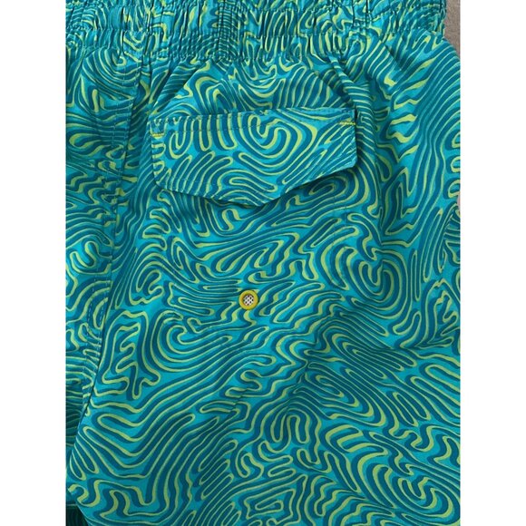 Laguna Swim Shorts M 10/12 Boys Teal & Neon Green Abstract Print 90% Polyester 1 - Picture 6 of 9